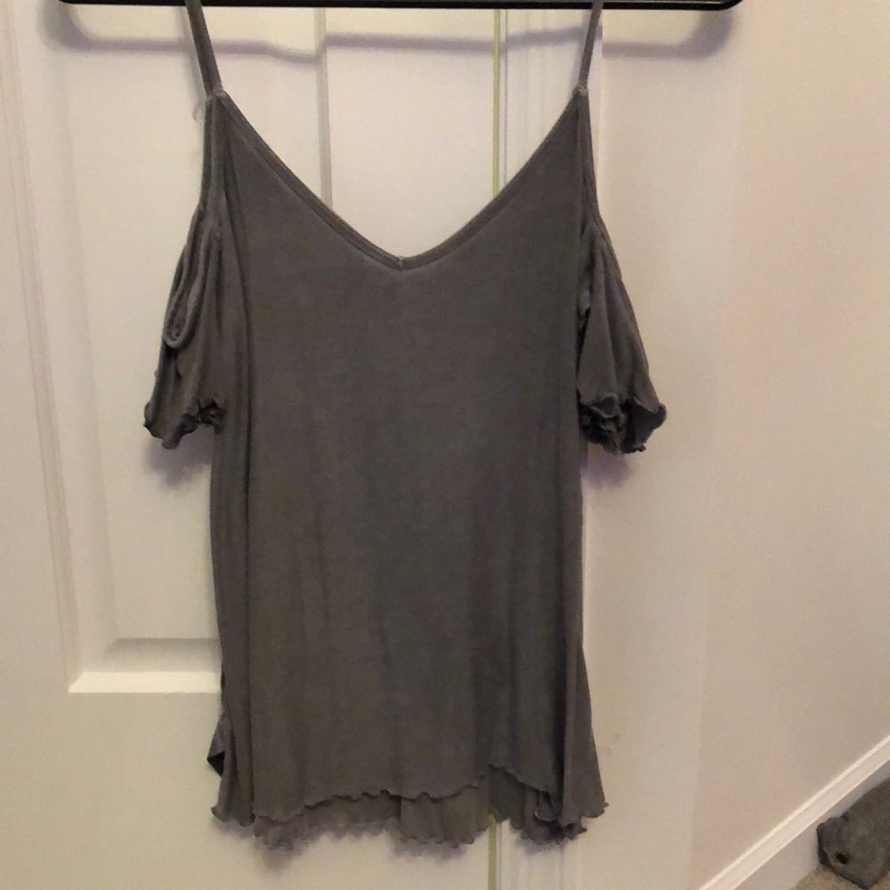Grey Off-Shoulder Top
